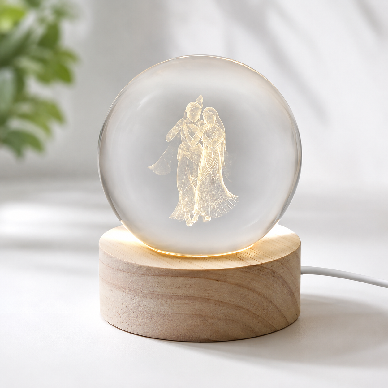 3D Radha Krishna Crystal Ball Night Lamp