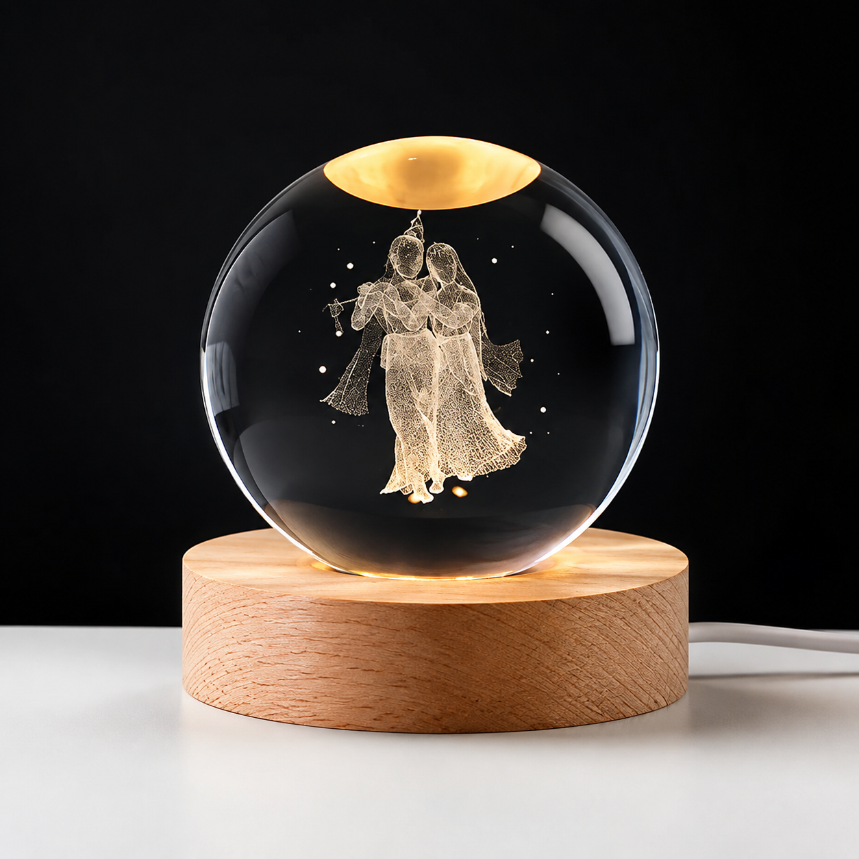 3D Radha Krishna Crystal Ball Night Lamp
