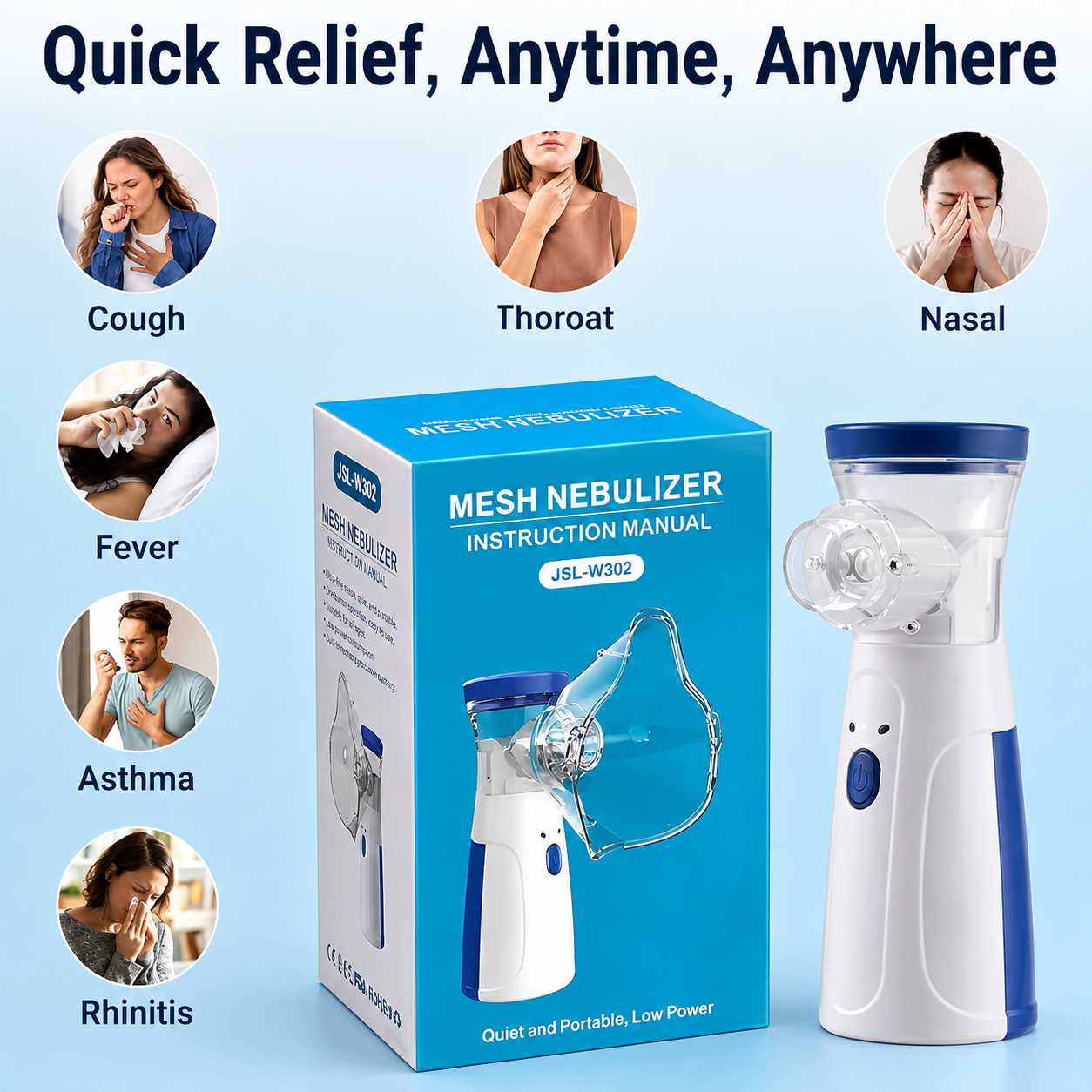 Handheld Portable Mesh Nebulizer | Silent One-Touch Operation |