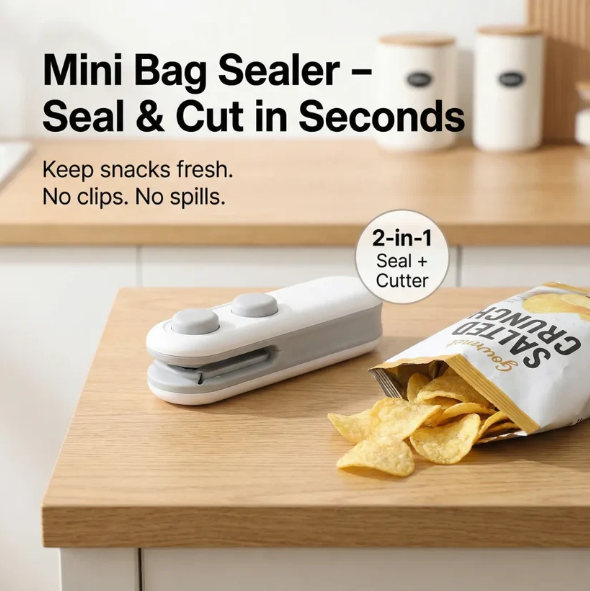 Mini Bag Sealer 2 in 1 Portable Heat Seal & Cutter