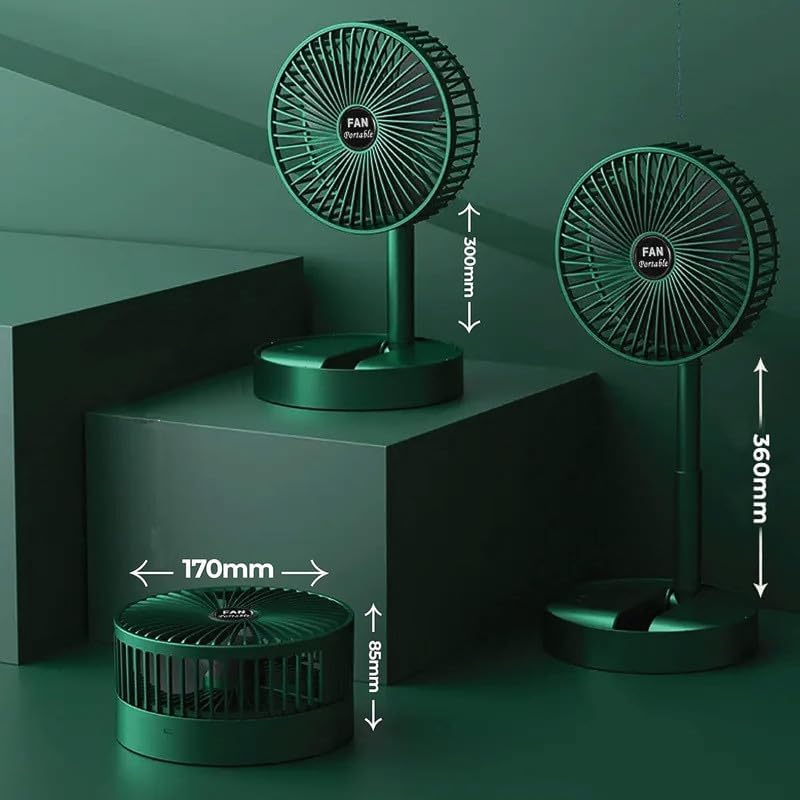 Table Fan (White) – Portable Folding, Rechargeable USB Type-C Fan with 3 Speed Setting