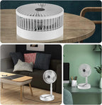 Table Fan (White) – Portable Folding, Rechargeable USB Type-C Fan with 3 Speed Setting